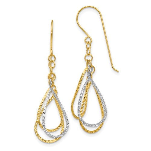 14k-two-tone-diamond-cut-tear-drop-shepherd-hook-earrings-SolomonJeweler-Wichita-KS-CustomJewelry