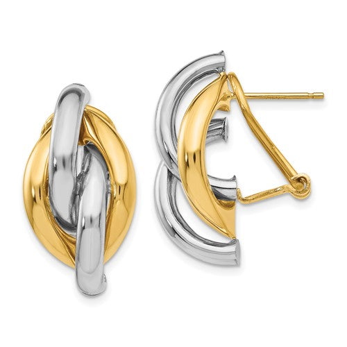 14k-two-tone-swirl-omega-back-post-earrings-SolomonJeweler-Wichita-KS-CustomJewelry