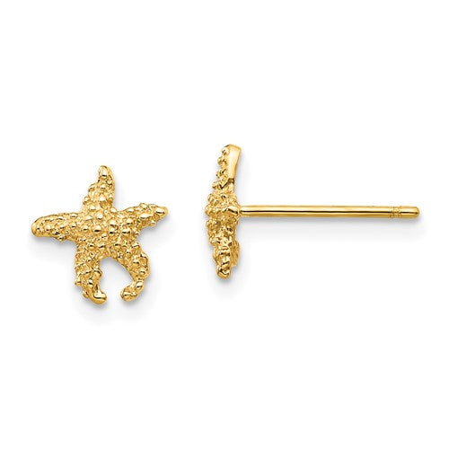 14k-polished-and-textured-starfish-post-earrings-SolomonJeweler-Wichita-KS-CustomJewelry