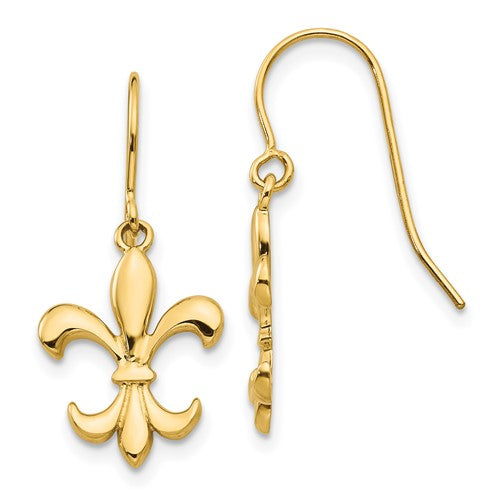 14k-polished-fleur-de-lis-dangle-earrings-SolomonJeweler-Wichita-KS-CustomJewelry