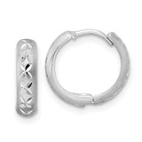 14k-white-gold-diamond-cut-x-satin-3x13mm-hinged-hoop-earrings-SolomonJeweler-Wichita-KS-CustomJewelry