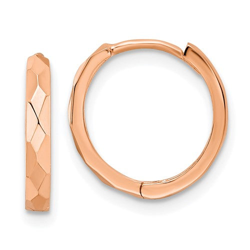 14k-rose-gold-polished-faceted-2x14mm-hinged-hoop-earrings-SolomonJeweler-Wichita-KS-CustomJewelry