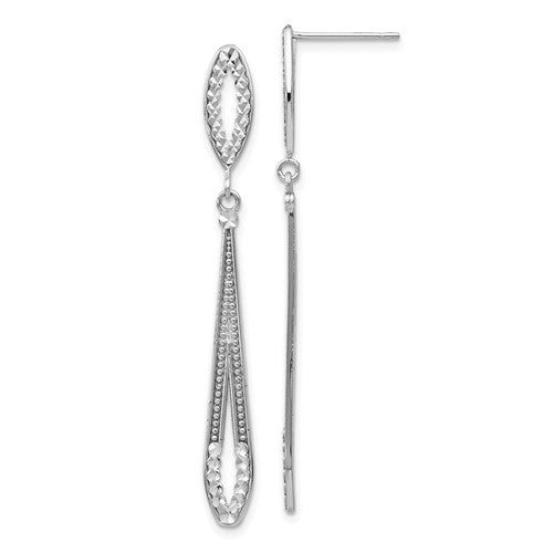 14k-white-gold-diamond-cut-dangle-post-earrings-SolomonJeweler-Wichita-KS-CustomJewelry
