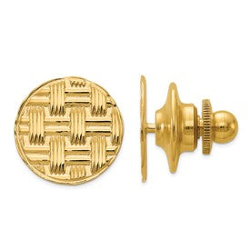 14k-mens-circular-basketweave-textured-tie-tac-SolomonJeweler-Wichita-KS-CustomJewelry