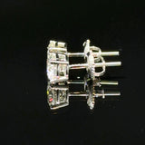 1 Carat Diamond Stud Earrings 14K White Gold with Secure Screw Backs - Side View