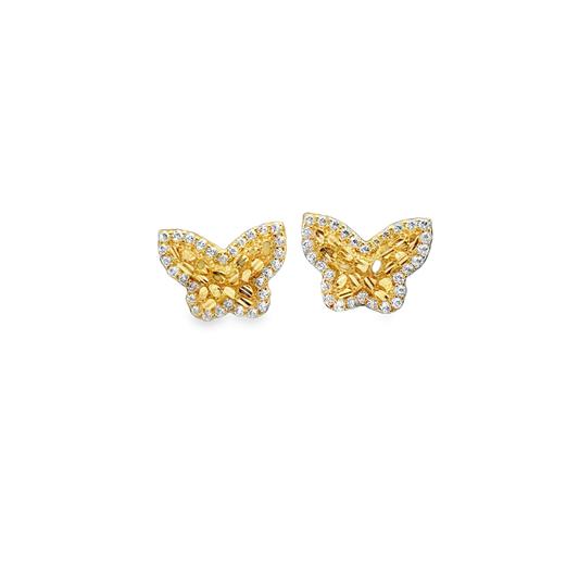 10 Karat Yellow Gold Butterfly Nugget Earrings