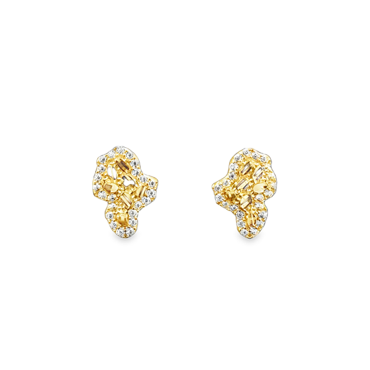 10 Karat Yellow Gold Africa Shaped Nugget Earrings