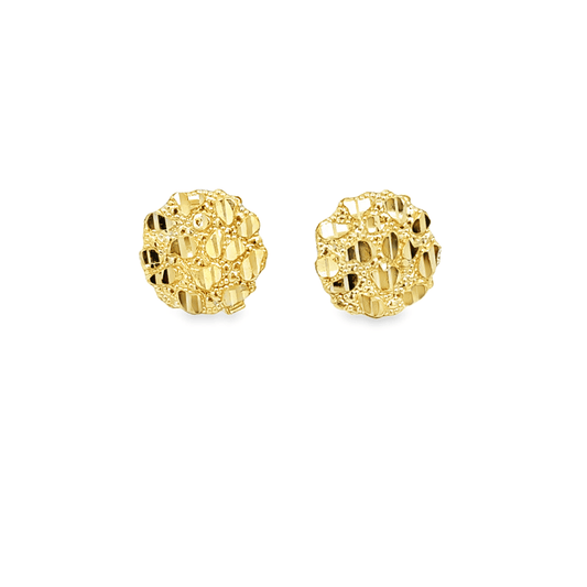 10 Karat Yellow Gold Round Nugget Earrings