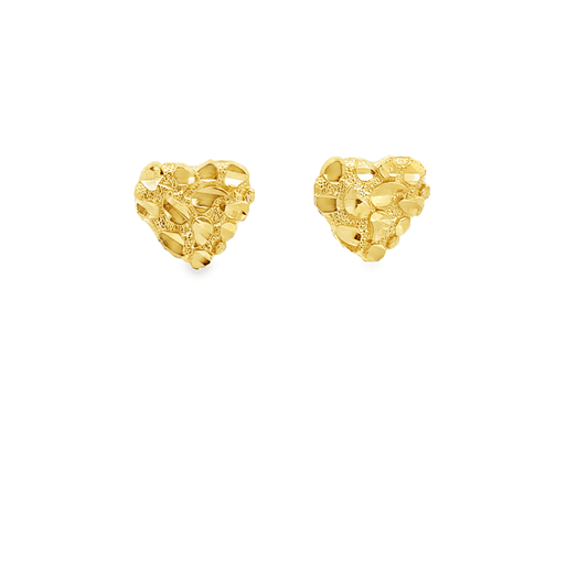 10 Karat Yellow Gold Heart Nugget Earrings