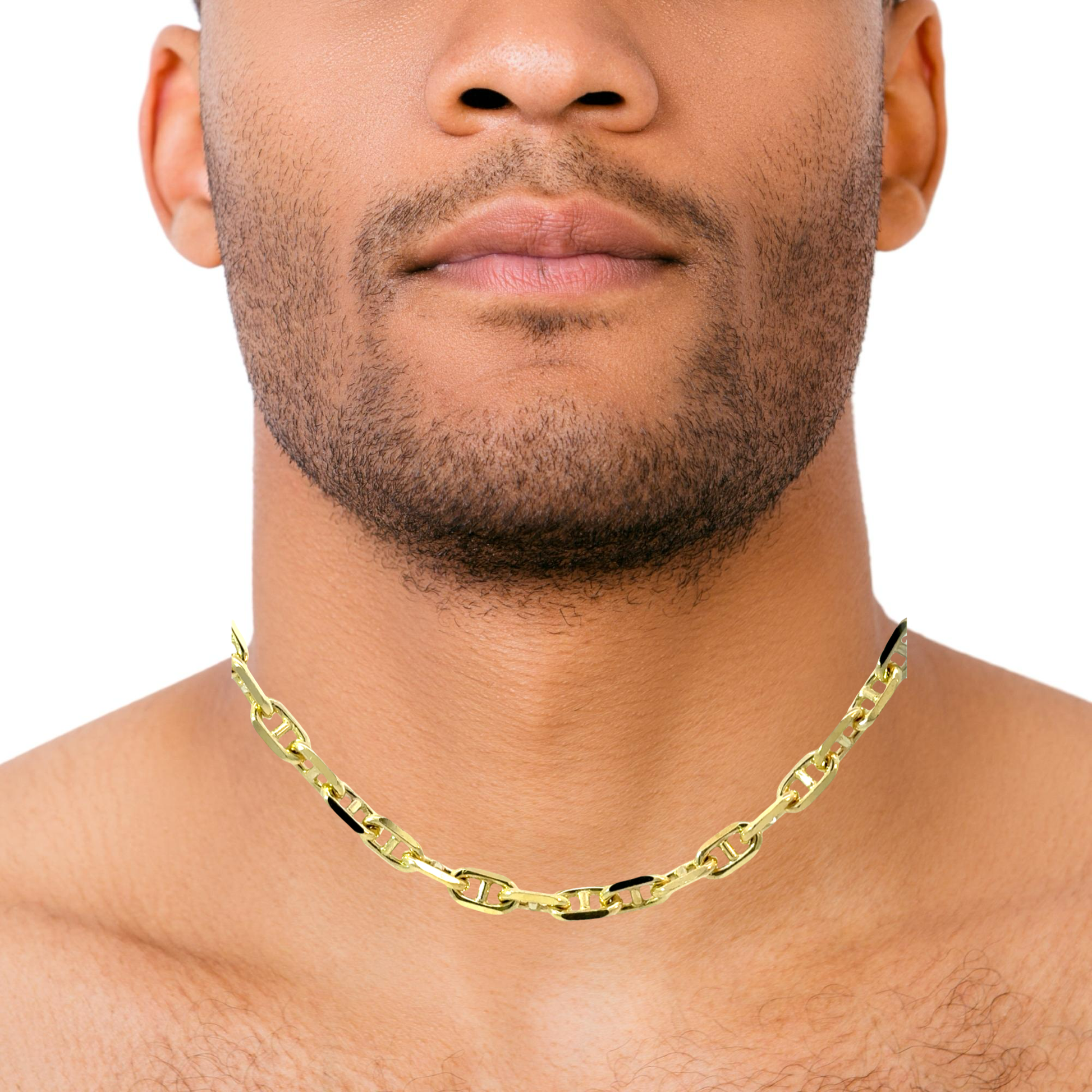 5mm Solid 3D Mariner Link Chain in 14 Karat Gold - Solomon Jewelers