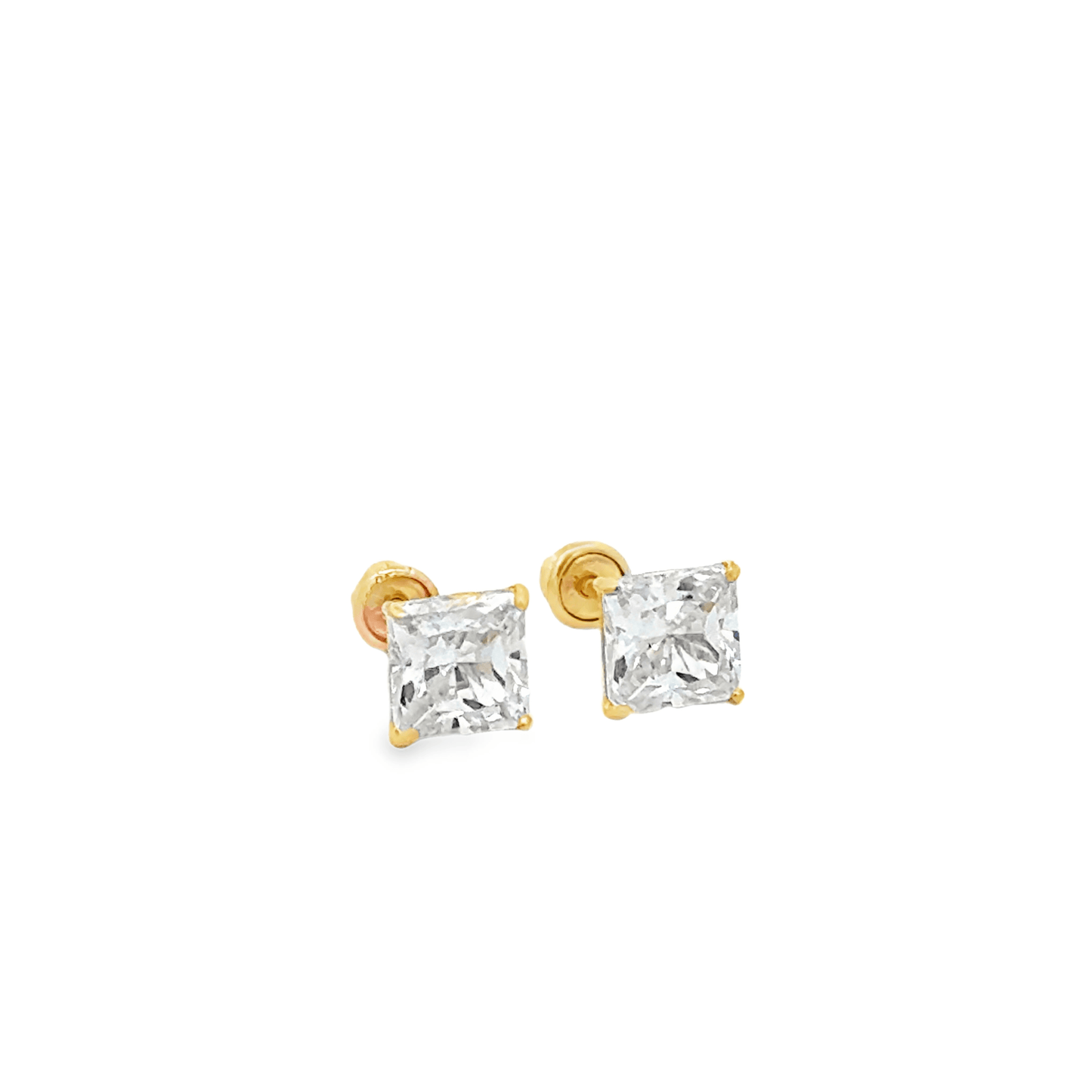 Princess Cut Stud Earrings in 14 Karat Gold - Solomon Jewelers