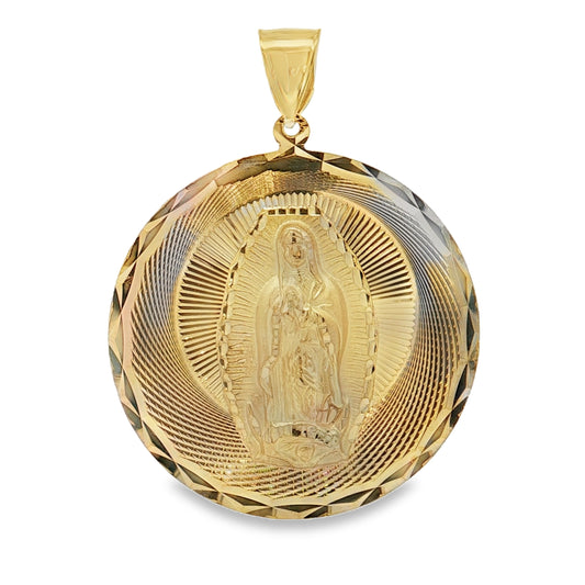 10 Karat Yellow Gold Our Lady of Guadalupe Round Pendant - Solomon Jewelers