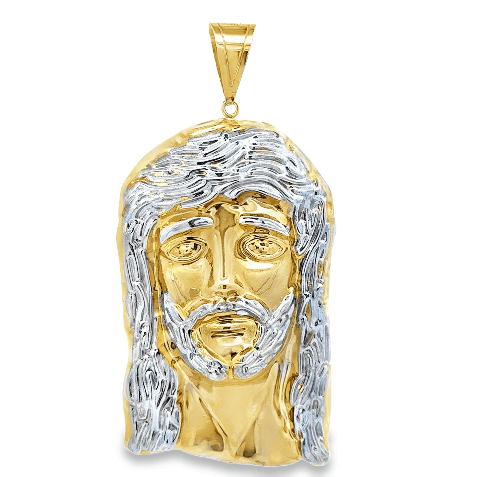 10K Yellow and White Gold Jesus Face Pendant - Solomon Jewelers