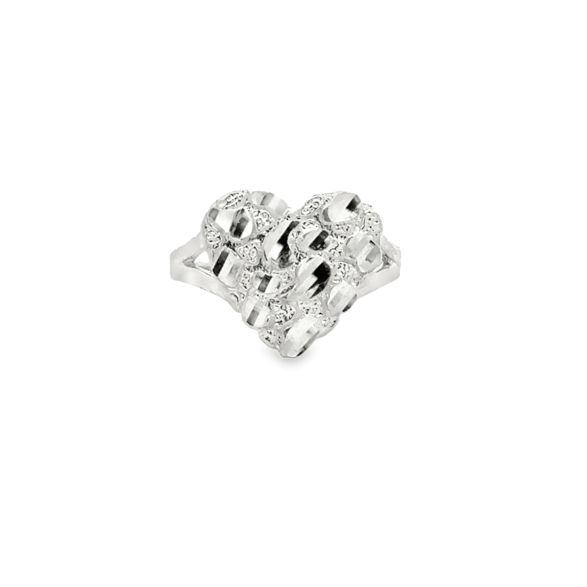 Nugget Heart Ring in Sterling Silver - Solomon Jewelers