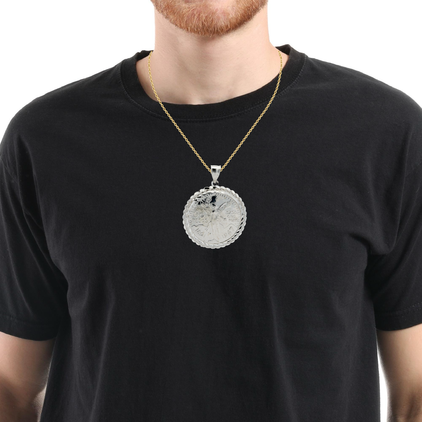 Sterling Silver 50 Peso Centenario Mexican Coin Pendant - Solomon Jewelers
