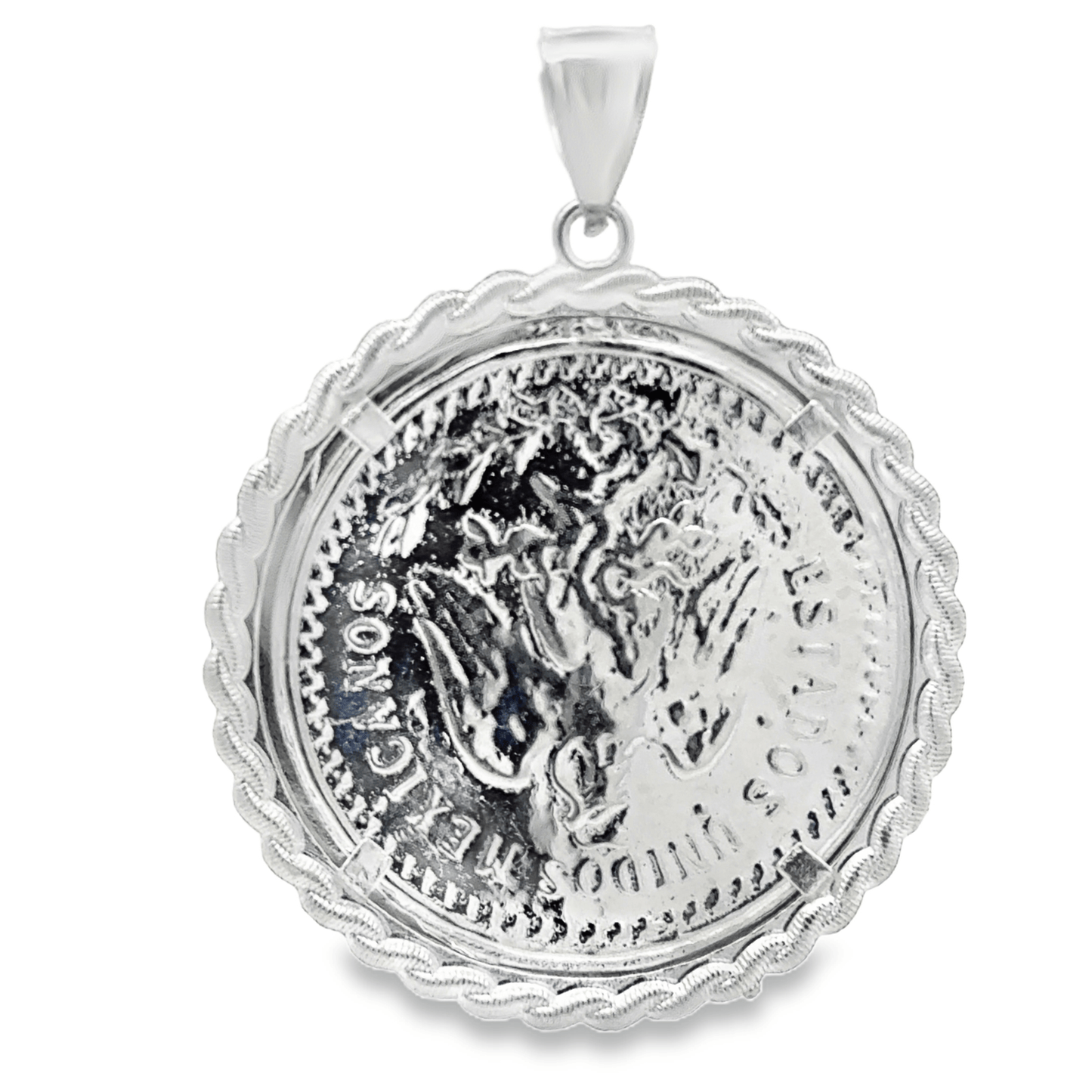 Sterling Silver 50 Peso Centenario Mexican Coin Pendant - Solomon Jewelers