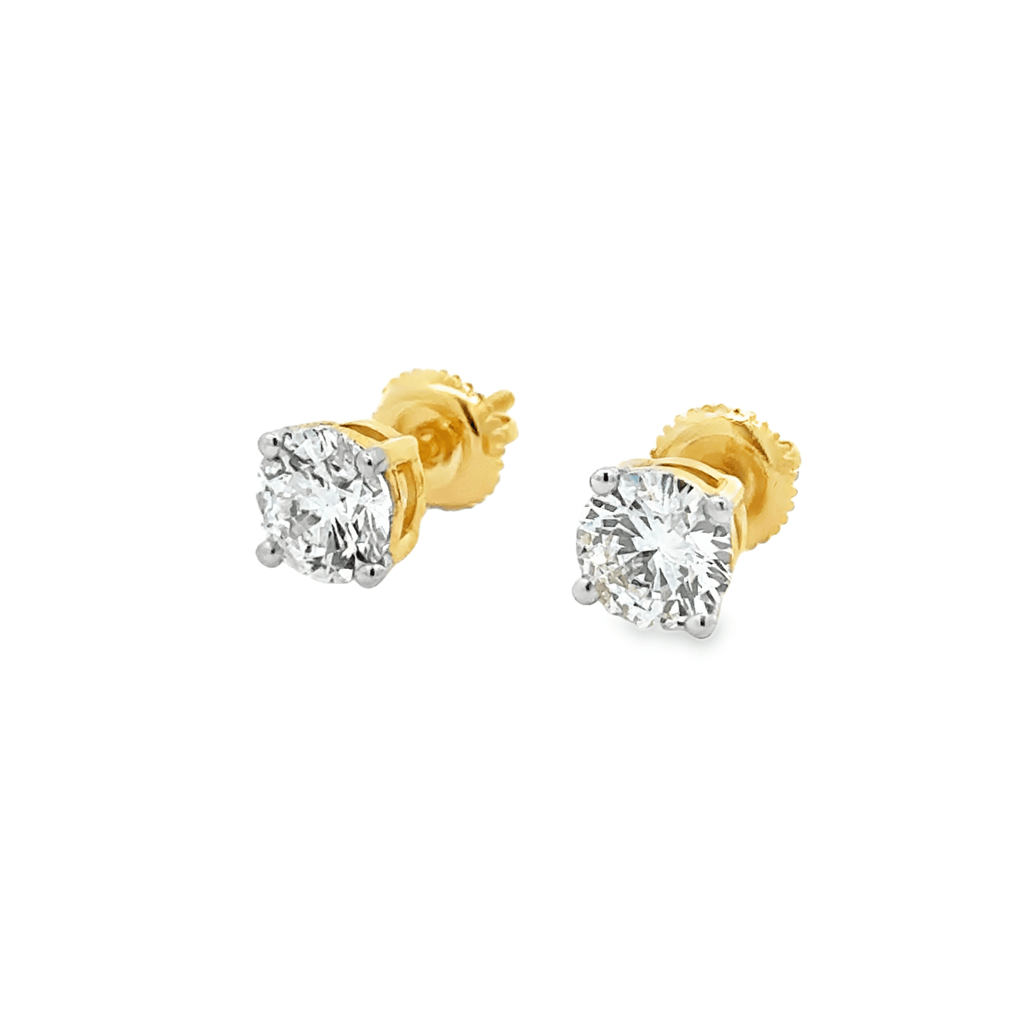 5 CT. T.W. Round Cut Lab Diamond Solitaire Stud Earrings in 14K Gold - Solomon Jewelers