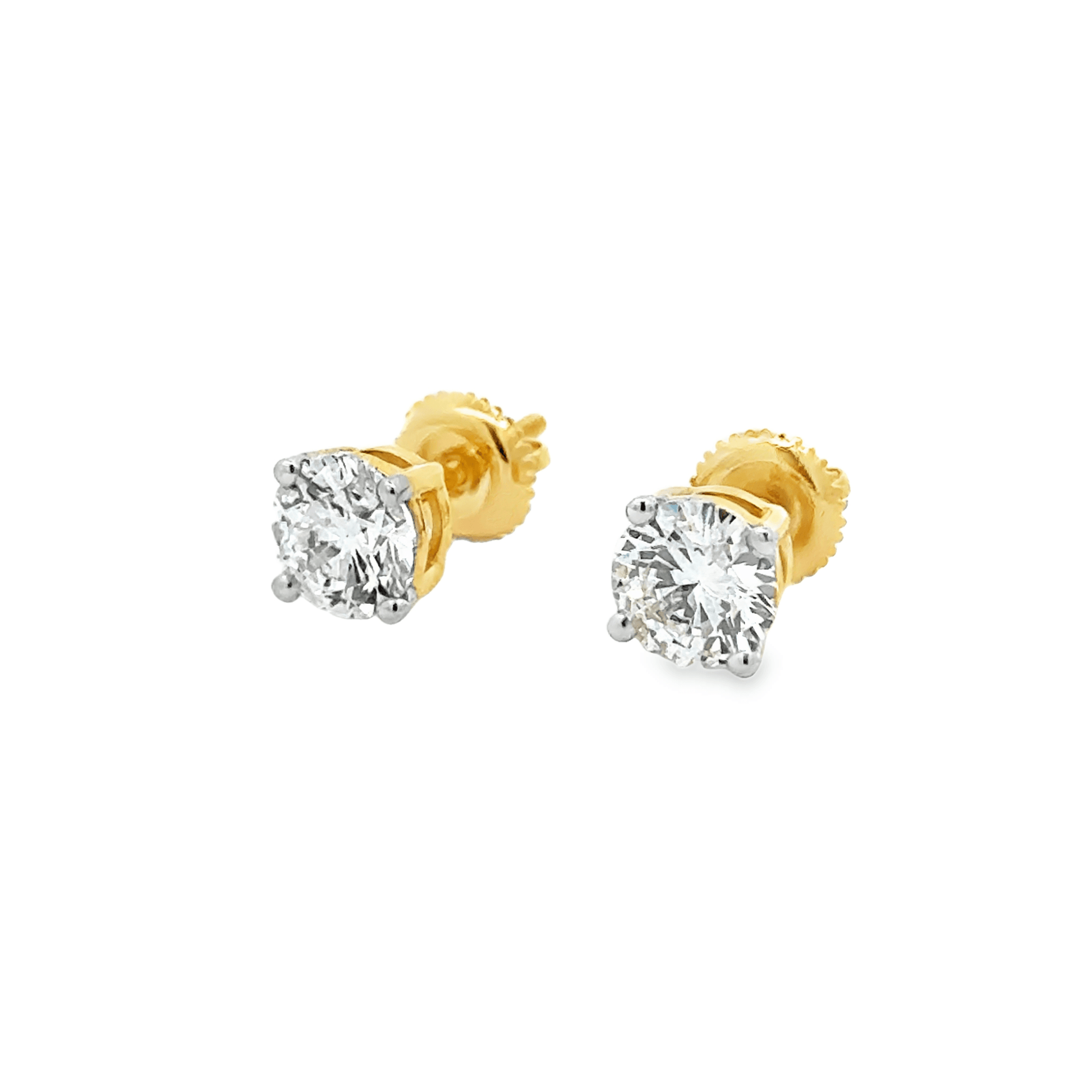5 CT. T.W. Round Cut Lab Diamond Solitaire Stud Earrings in 14K Gold - Solomon Jewelers