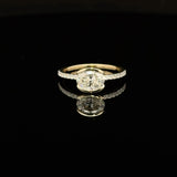 1 1/3 CTW East-West Oval Diamond Engagement Ring with Half-Bezel Setting in 14K Gold (E/VS2)