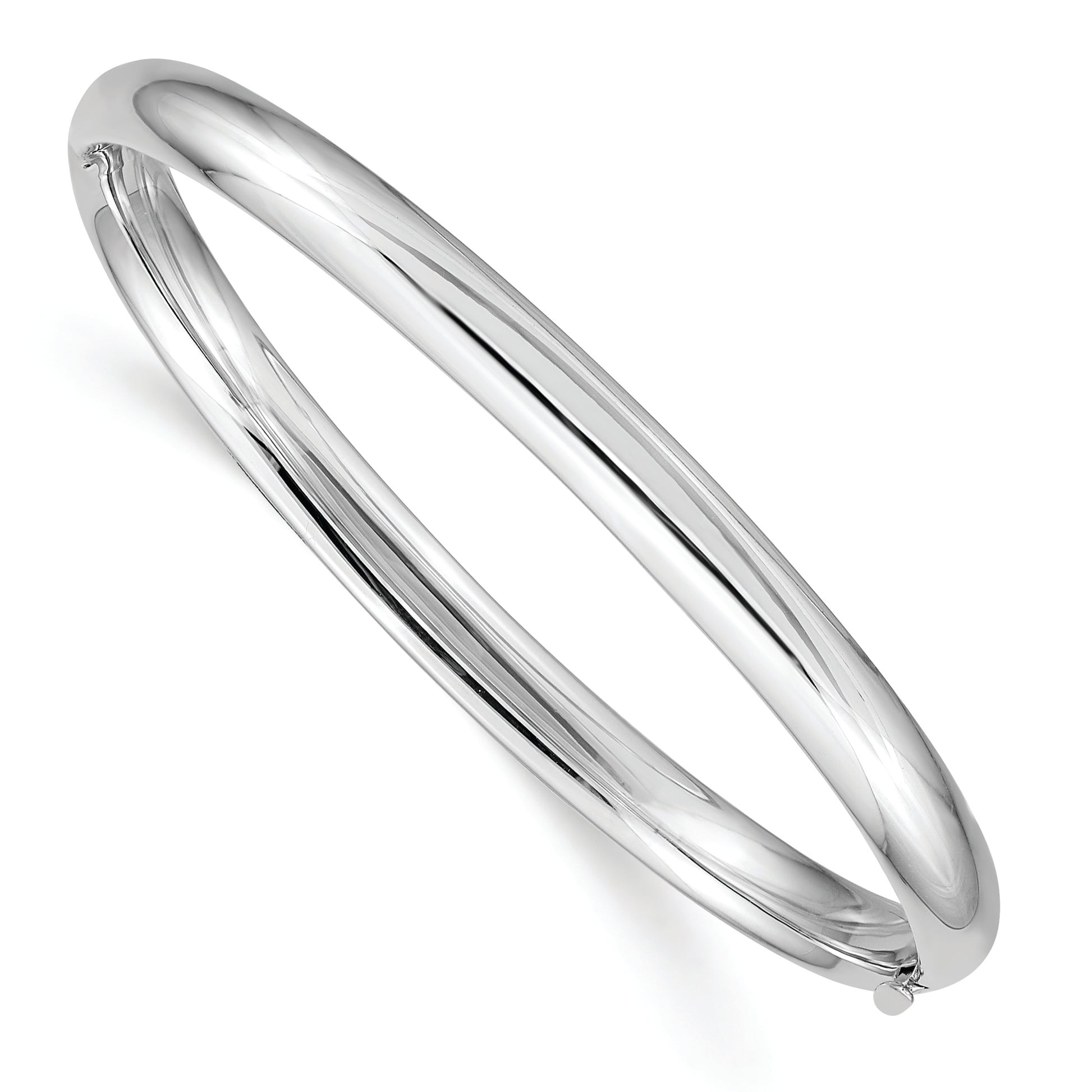 14k 3/16 White Gold Hinged Baby Bangle - Solomon Jewelers