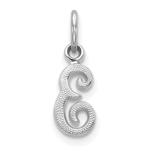 14kw-white-gold-casted-script-letter-e-initial-charm-SolomonJeweler-Wichita-KS-CustomJewelry