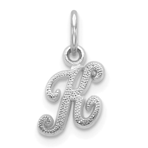 14kw-white-gold-casted-script-letter-k-initial-charm-SolomonJeweler-Wichita-KS-CustomJewelry