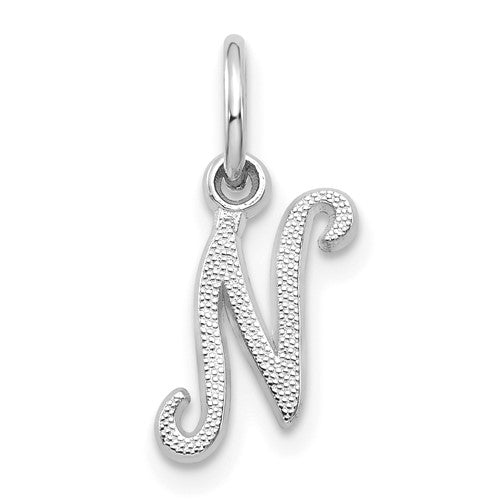 14kw-white-gold-casted-script-letter-n-initial-charm-SolomonJeweler-Wichita-KS-CustomJewelry