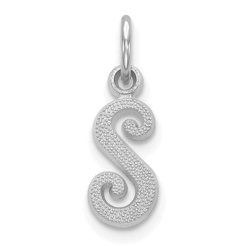 14kw-white-gold-casted-script-letter-s-initial-charm-SolomonJeweler-Wichita-KS-CustomJewelry
