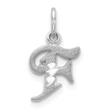 Gold initial letter F charm with diamond-cut design, 14KW gold pendant from Solomon Jewelers.
