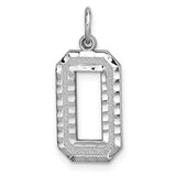 Gold 14kw large brushed diamond-cut number 0 charm pendant from Solomon Jewelers, featuring a bold number zero design.