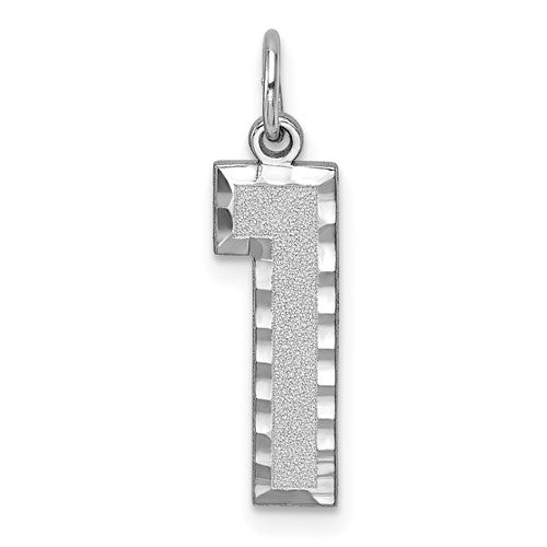 14kw-large-brushed-diamond-cut-number-1-charm-SolomonJeweler-Wichita-KS-CustomJewelry