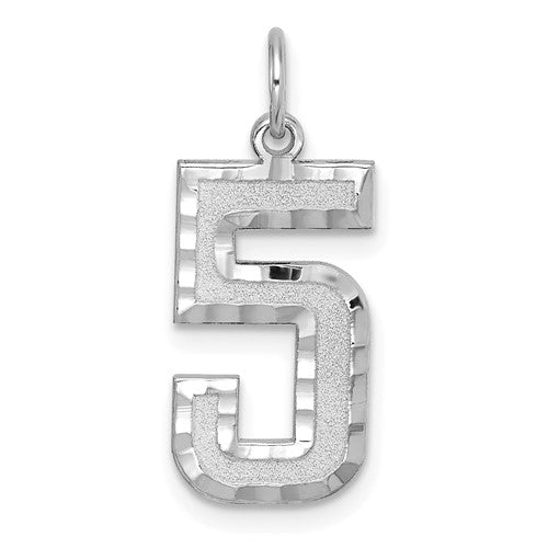 14kw-large-brushed-diamond-cut-number-5-charm-SolomonJeweler-Wichita-KS-CustomJewelry