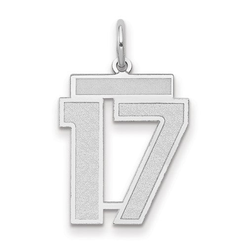14kw-medium-satin-number-17-charm-SolomonJeweler-Wichita-KS-CustomJewelry