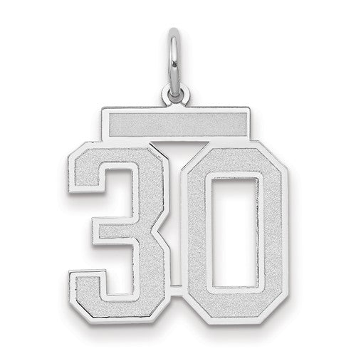 14kw-medium-satin-number-30-charm-SolomonJeweler-Wichita-KS-CustomJewelry