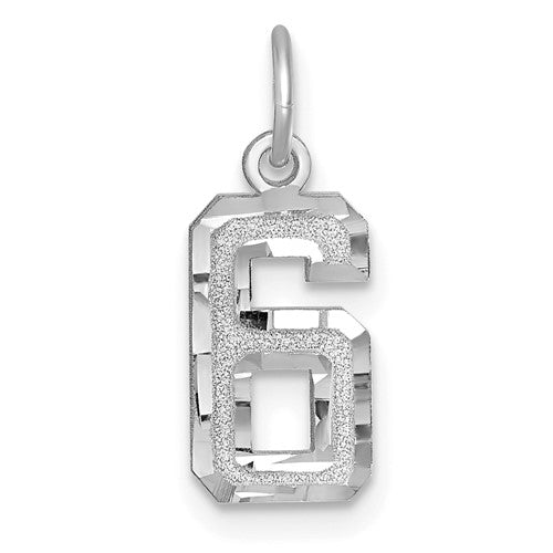 14kw-small-brushed-diamond-cut-number-6-charm-SolomonJeweler-Wichita-KS-CustomJewelry