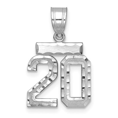 14kw-small-brushed-diamond-cut-number-20-charm-SolomonJeweler-Wichita-KS-CustomJewelry
