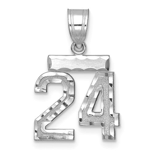14kw-small-brushed-diamond-cut-number-24-charm-SolomonJeweler-Wichita-KS-CustomJewelry
