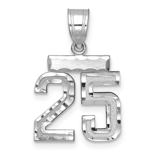 14kw-small-brushed-diamond-cut-number-25-charm-SolomonJeweler-Wichita-KS-CustomJewelry