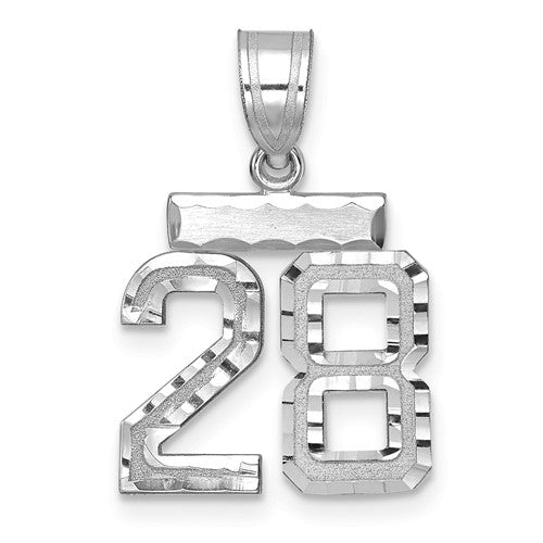 14kw-small-brushed-diamond-cut-number-28-charm-SolomonJeweler-Wichita-KS-CustomJewelry