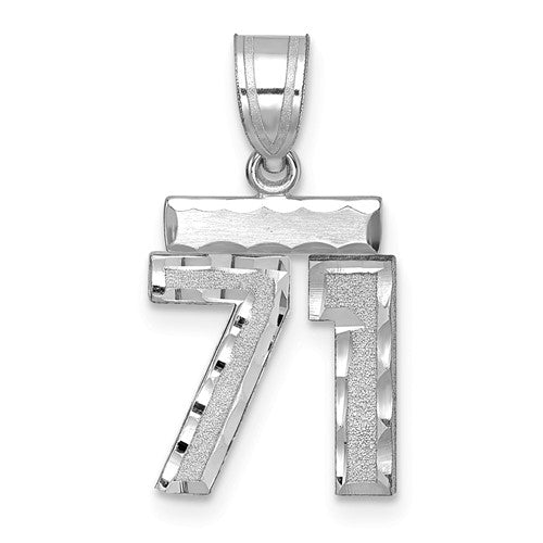 14kw-small-brushed-diamond-cut-number-71-charm-SolomonJeweler-Wichita-KS-CustomJewelry