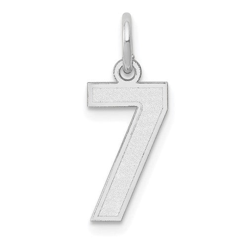 Gold satin number 7 charm with 14kw small pendant, designed for jewelry and jewelry-making by Solomon Jewelers.