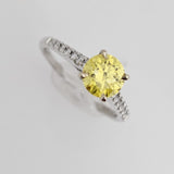 1.17 Ctw Fancy Vivid Yellow Round Lab Grown Diamond Engagement Ring