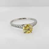 1.17 Ctw Fancy Vivid Yellow Round Lab Grown Diamond Engagement Ring