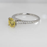 1.17 Ctw Fancy Vivid Yellow Round Lab Grown Diamond Engagement Ring