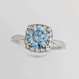 1.77 Ctw Fancy Vivid Blue Round Lab Grown Diamond Engagement Ring