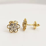 1/2 Ctw Floral Diamond Earrings in 14K Yellow Gold