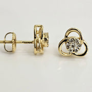 1/4 Ctw Floral Diamond Earrings in 14K Yellow Gold (Copy)