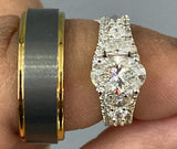 Custom Order 3 Carat Oval Lab Grown Diamond Ring (4CTW) with 2 Bands and 1 Tungsten Men Band