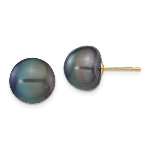 14k-10-11mm-black-button-fw-cultured-pearl-stud-post-earrings-SolomonJeweler-Wichita-KS-CustomJewelry
