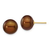 14k-10-11mm-brown-button-freshwater-cultured-pearl-stud-post-earrings-SolomonJeweler-Wichita-KS-CustomJewelry